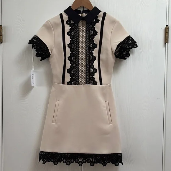 Self-Portrait Cream and Black Lace Dress - Picture 3 of 7